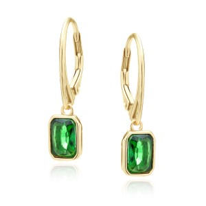 Cercei argint lungi placati cu aur galben cu pietre verzi si tortite DiAmanti Z2029DG_EM-DIA (Argint 925‰ 2,3 g.)